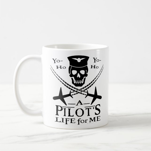 Funny Pilot Skull Cross Aeroplanes Pirate Humour Coffee Mug (Left)