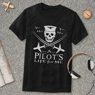 Funny Pilot Skull Cross Aeroplanes Pirate Humour D T-Shirt