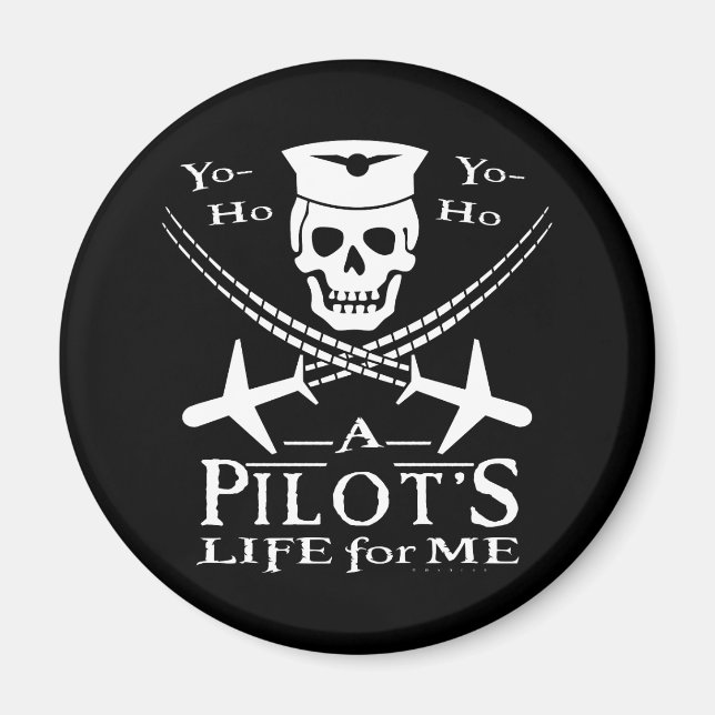 Funny Pilot Skull Cross Aeroplanes Pirate Humour Magnet (Front)