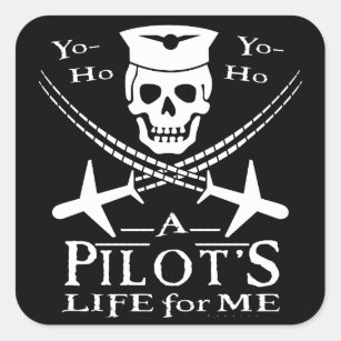 Funny Pilot Skull Cross Aeroplanes Pirate Humour Square Sticker