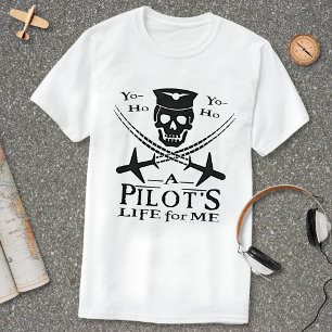 Funny Pilot Skull Cross Aeroplanes Pirate Humour T-Shirt