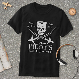 Funny Pilot Skull Cross Aeroplanes Pirate Humour T-Shirt