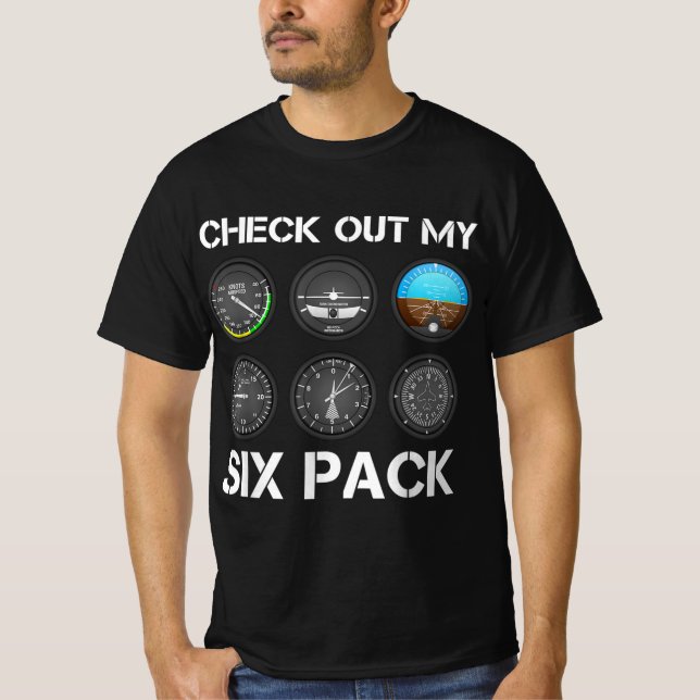 Funny Pilot Top Aeroplane Six Pack Flight Instrume (Front)