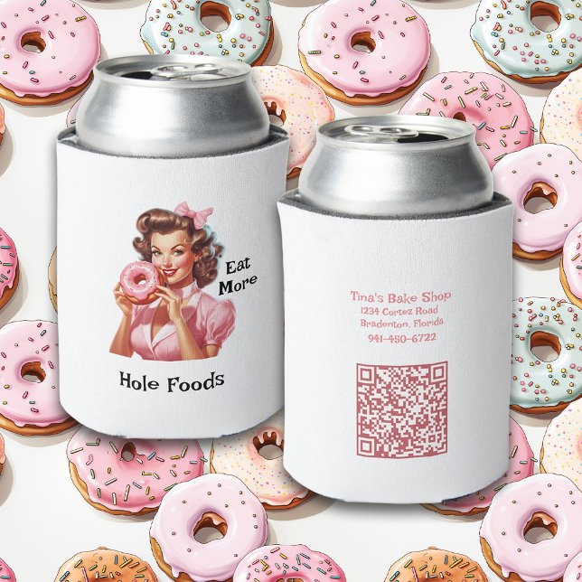 Funny Pin-Up Girl Themed - Eat More Hole Foods Can Cooler (Creator Uploaded)