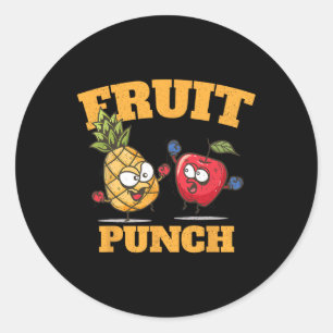 Funny Pineapple Apple Boxing Juice Tropical Fruit Classic Round Sticker