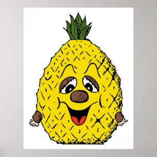 Funny Pineapple Cartoon Face Foodie, ZSSG Poster