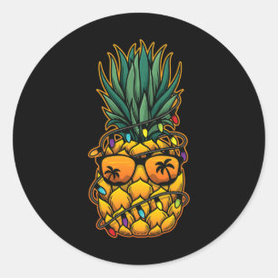 Funny Pineapple Christmas In July Women Men Classic Round Sticker
