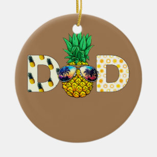 Funny Pineapple Dad Summer Tropical Fruit Hawaii  Ceramic Tree Decoration