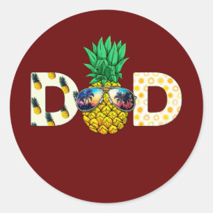 Funny Pineapple Dad Summer Tropical Fruit Hawaii  Classic Round Sticker