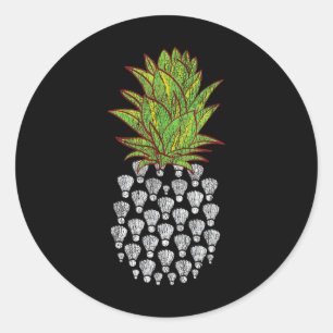 Funny Pineapple Distressed Design Badminton Sport Classic Round Sticker