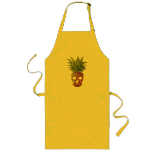 Funny Pineapple Fruit Skull Long Apron