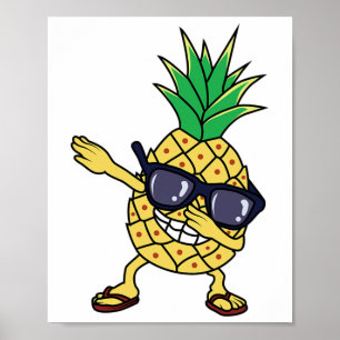 Funny Pineapple Shirt Dabbing Hawaii Aloha Summer  Poster