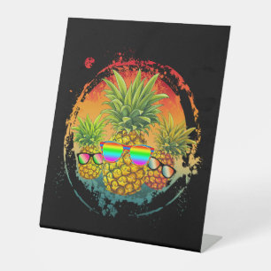 Funny Pineapple Summer Vibes Pedestal Sign