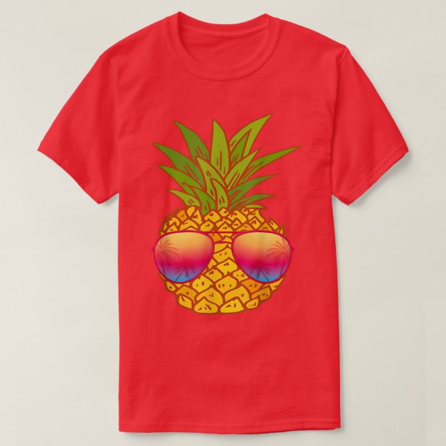 Funny Pineapple Sunglasses Art Hawaiian Aloha Hawa T-Shirt (Design Front)