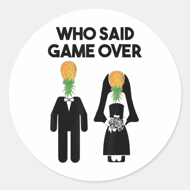 Funny Pineapple Swinger Gift Wedding Bride Groom M Classic Round Sticker (Front)