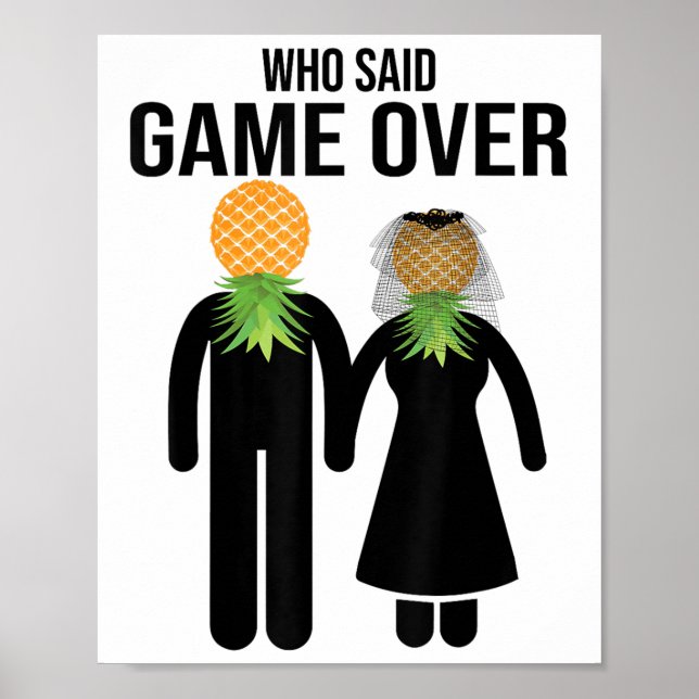 Funny Pineapple Swinger Gift Wedding Bride Groom M Poster (Front)
