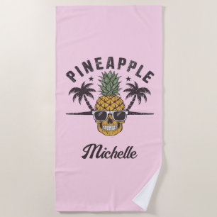 Funny Pineapple wearing sunglasses Personalised    Beach Towel
