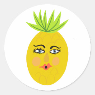 Funny Pineapple Whimsical Classic Round Sticker