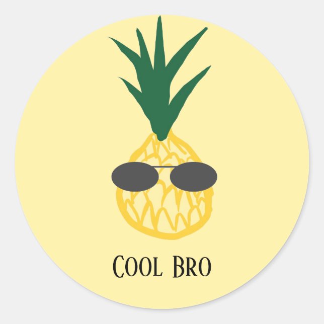 Funny Pineapple with Sunglasses Sticker Template (Front)