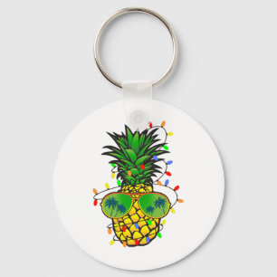 Funny Pineapple Xmas Tree Summer Christmas In July Key Ring