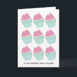 Funny Pink and Aqua Eat Cupcakes Birthday Card<br><div class="desc">Cupcakes are the best,  especially on your birthday! Let someone know it's OK to go wild with the cupcakes on they're special day!</div>