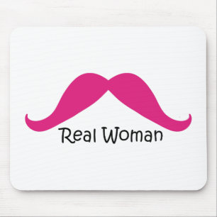 Funny Pink and Black Real Women Moustache Mouse Mat