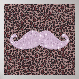 Funny Pink Bling Moustache And Animal Print