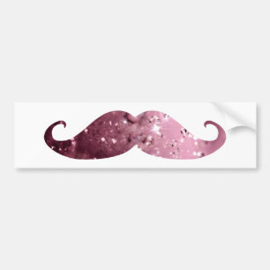 Funny Pink Bling Moustache Bumper Sticker