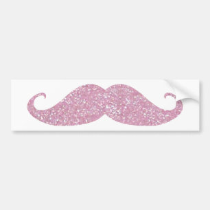 Funny Pink Bling Moustache Bumper Sticker