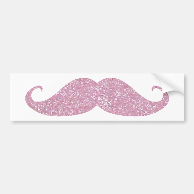 Funny Pink Bling Moustache Bumper Sticker (Front)