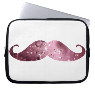 Funny Pink Bling Moustache Laptop Sleeve