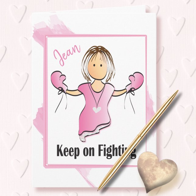 Funny Pink Boxing Gloves Fight Breast Cancer Card (Creator Uploaded)