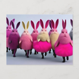 Funny Pink Bunnies AI Generated Art Postcard