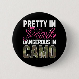 Funny Pink Camo Hunting Graphic Women Deer Buck Hu 6 Cm Round Badge