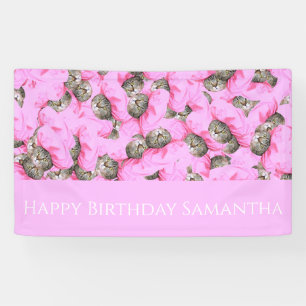 Funny Pink Cat Pattern Banner