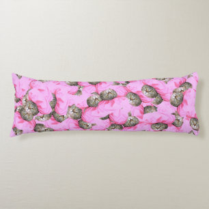 Funny Pink Cat Pattern Body Cushion