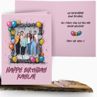 Funny Pink Custom Photo Birthday Card Group Team