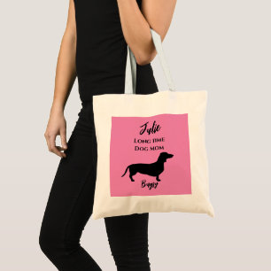 Funny Pink Dachshund Dog Mum Tote Bag