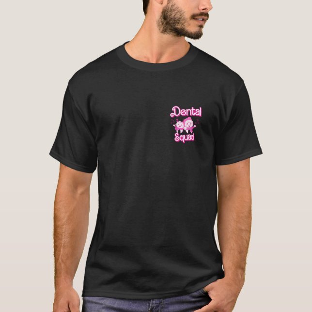 Funny Pink Dental Squad Santa Teeth Reindeer Retro T-Shirt (Front)