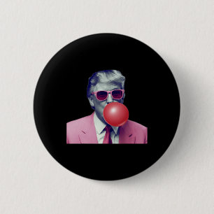 Funny Pink Donald Trump Bubble Gum Yum Tee 6 Cm Round Badge