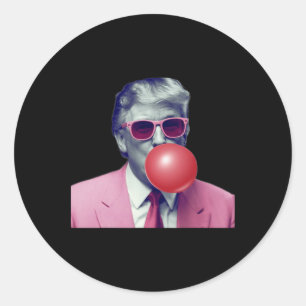 Funny Pink Donald Trump Bubble Gum Yum Tee Classic Round Sticker