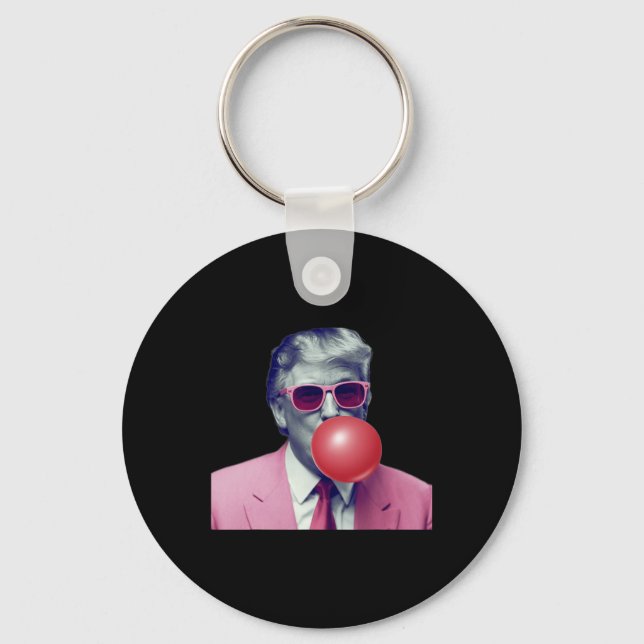 Funny Pink Donald Trump Bubble Gum Yum Tee  Key Ring (Front)