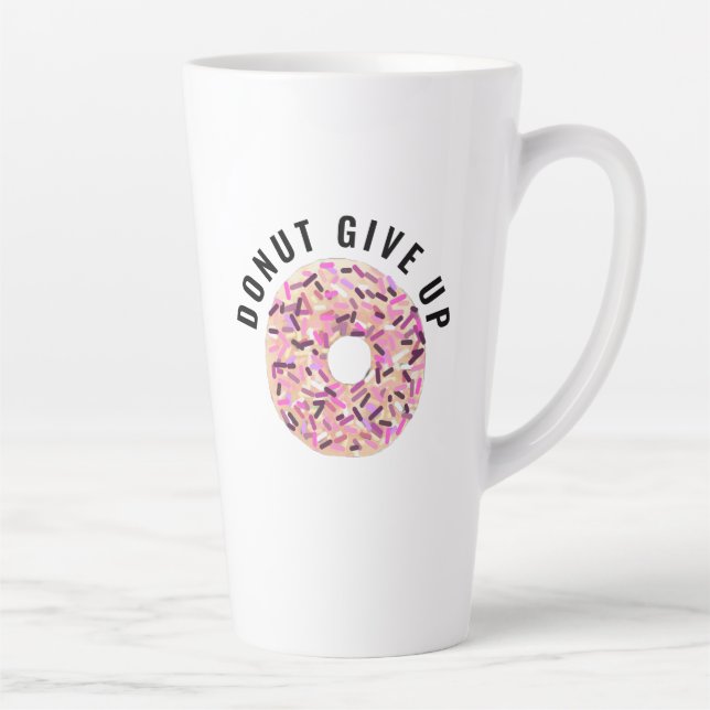 Funny Pink Donut Sprinkles Inspiring Latte Mug (Right)