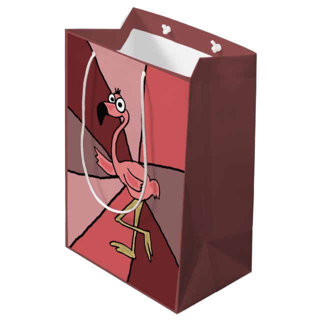 Funny Pink Flamingo Abstract Gift Bag (Back Angled)