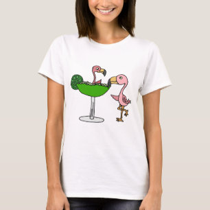 Funny Pink Flamingo and Margarita T-Shirt