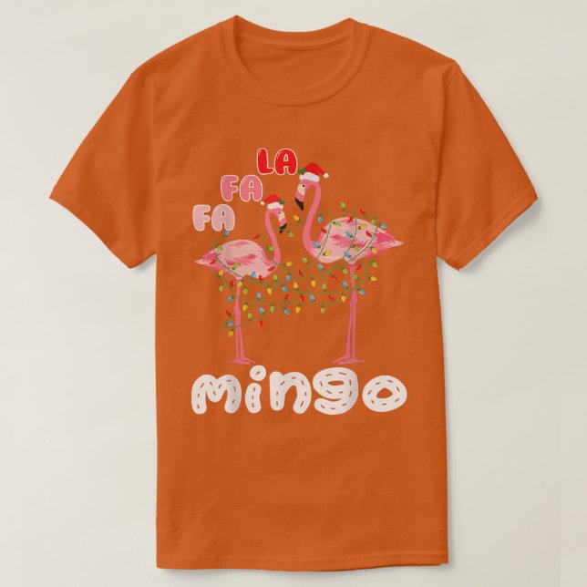 Funny Pink Flamingo Christmas Tree  T-Shirt (Design Front)