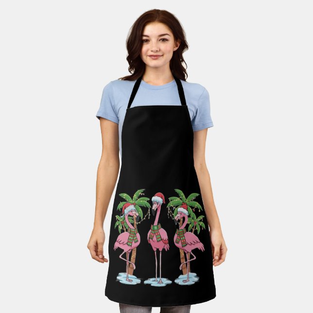  Funny Pink Flamingo "Dreaming of a Pink Christmas Apron (Worn)