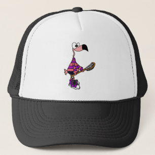 Funny Pink Flamingo Lacrosse Art Trucker Hat