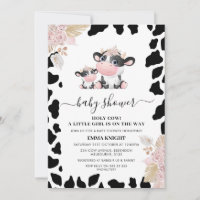 Funny Pink Floral Holy Cow Cow Print Baby Shower