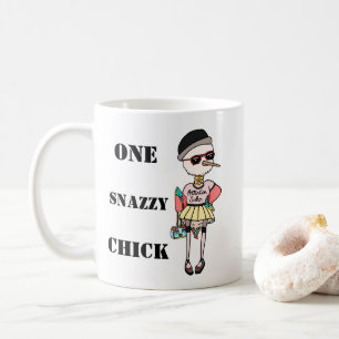 Funny Pink Girly Bird One Snazzy Chick Coffee Mug
